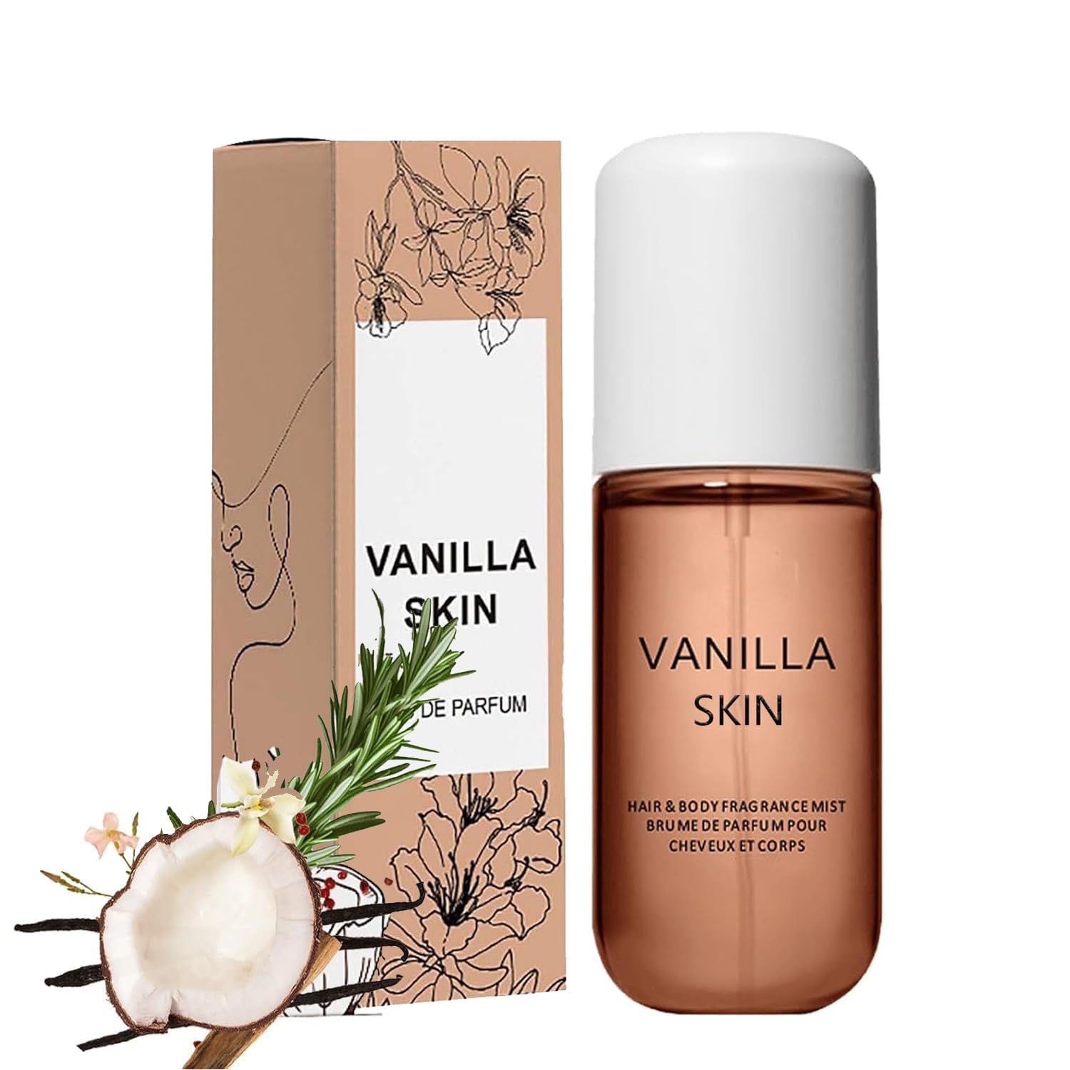zeleiw autheco Vanilla Coconut Scent Hair & Body Mist Long-Lasting Fragrance Spr