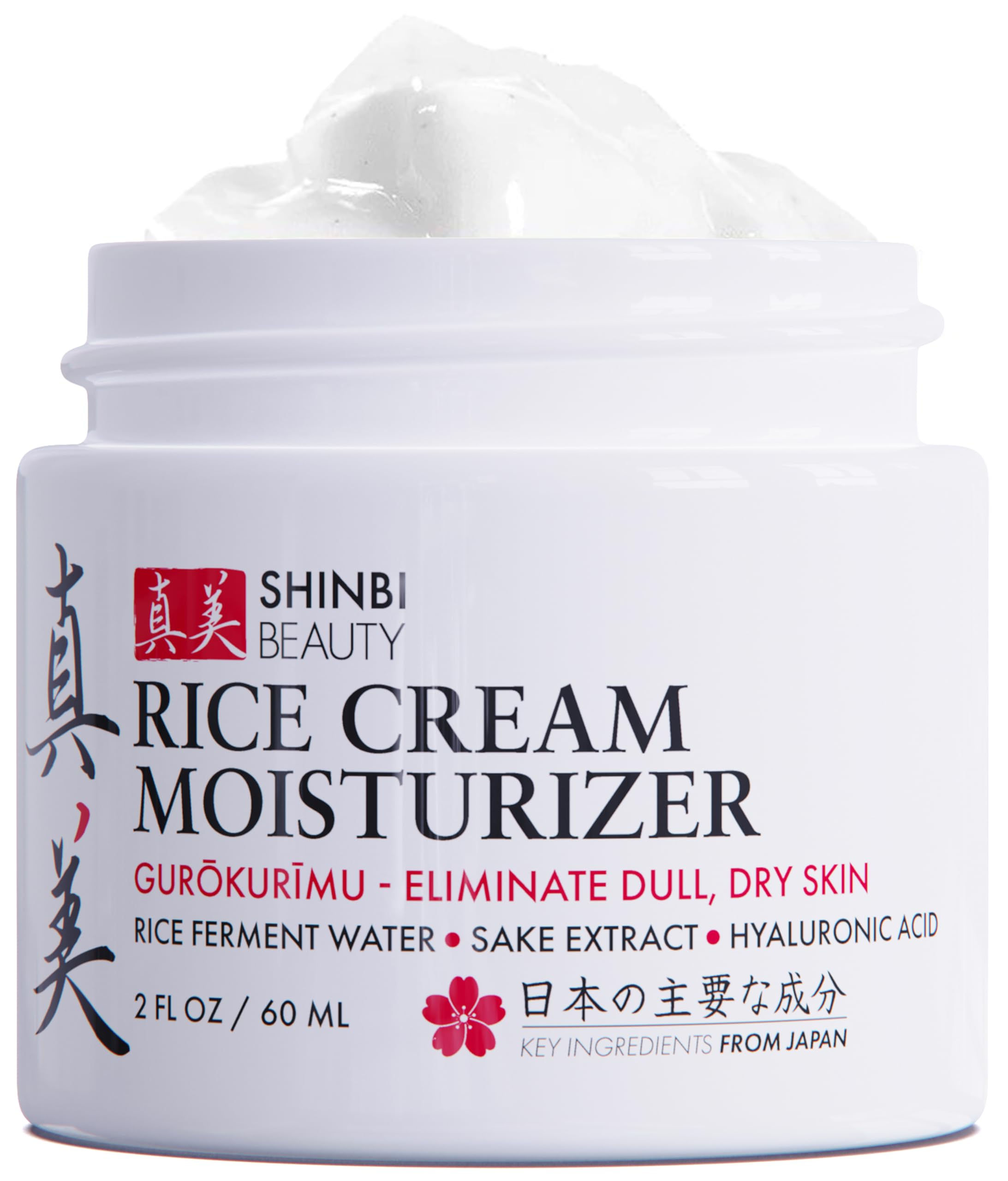 Shinbi Essence Japanese Rice Cream Moisturizer - Hyaluronic & Sake Extract - 2oz