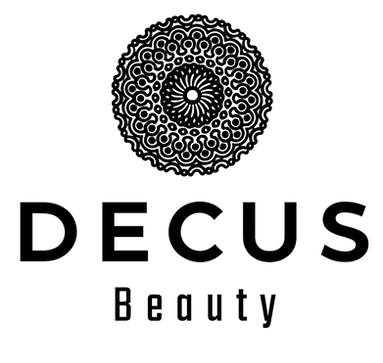 Decus Beauty brand logo in black on transparent background.