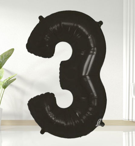 Thumbnail: Black number 3 helium balloon for delivery in Guildford