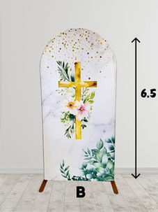 First holy communion backdrop with cross, available for hire