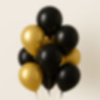 gold and black balloon bouquet