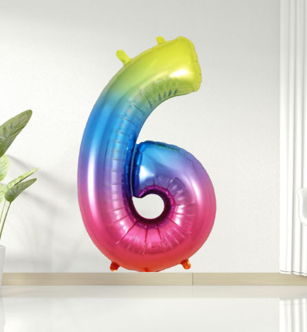 Thumbnail: Rainbow number 6 helium balloon for delivery in Guildford