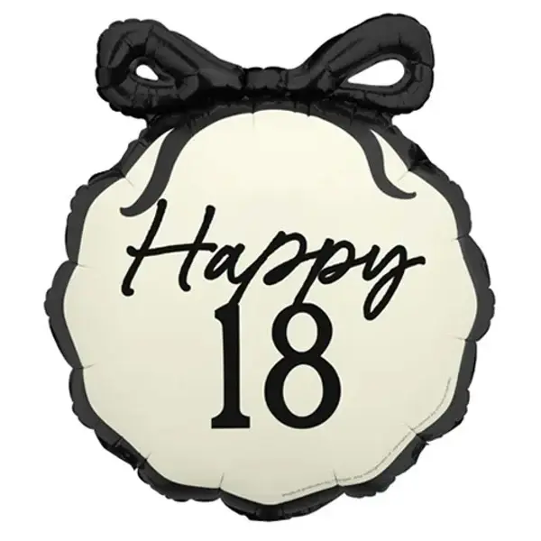 Cream and black foil balloon with number 18