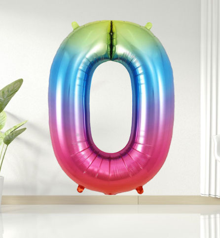 Thumbnail: Rainbow number 0 helium balloon for delivery in Guildford