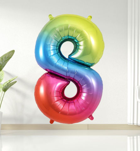 Thumbnail: Rainbow number 8 helium balloon for delivery in Guildford