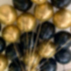Black and gold ceiling balloons – luxury helium balloon mix for Guildford events