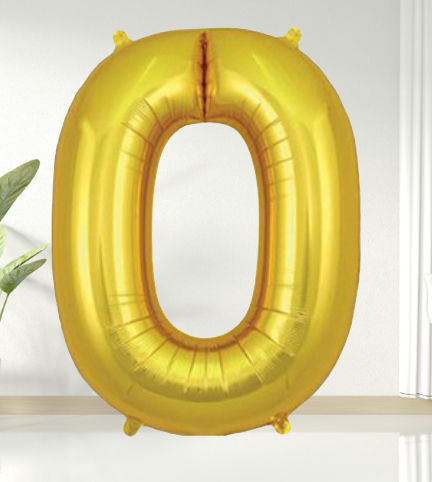 Thumbnail: Metallic Gold number 0 helium balloon for delivery in Guildford