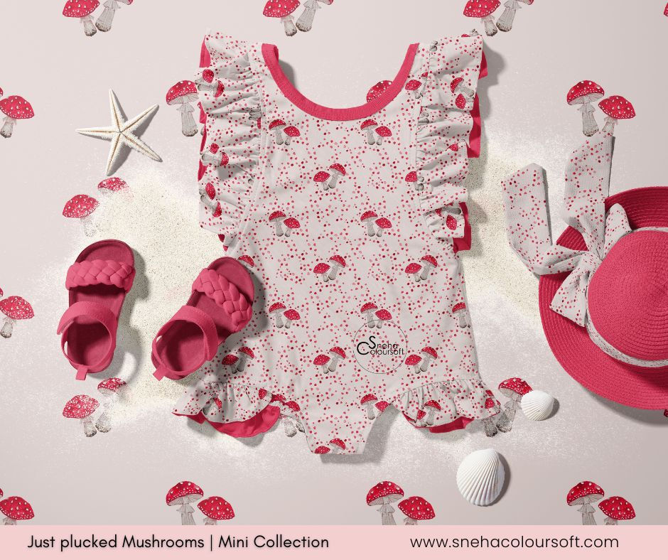 Just plucked myshroom collection baby wear mock up by SnehaColoursoft. Availbale for licensing