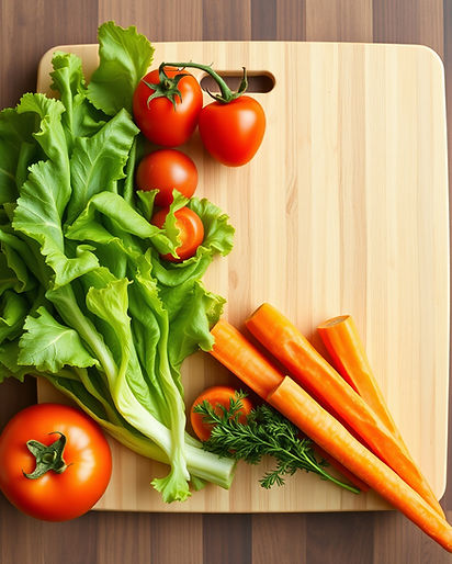 Create image of cutting board with lettu