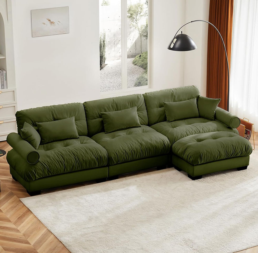 Thumbnail: Cozy's 130" Cloud Couch, Oversized 3-Seater Couch with Ottomans and Pillows