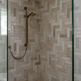 Primary bathroom at the Campbell Rd project, designed by Mandy Drew Interiors, Tampa Bay interior designer