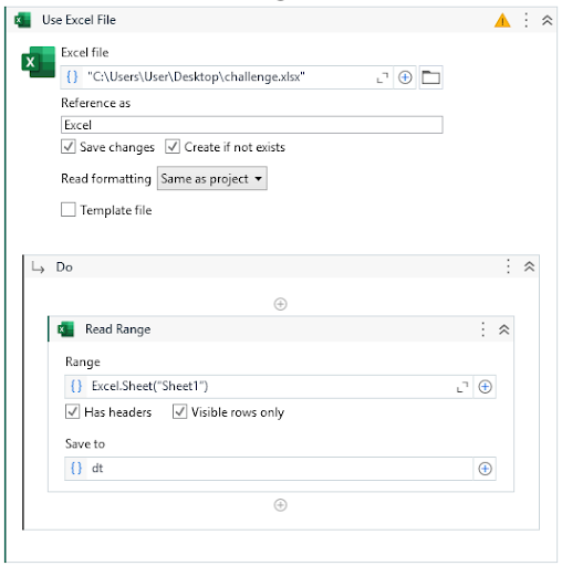 Using UiPath to read data from Excel