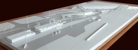 Für den Terminal Wels entwickelte ich in Architektur- und Außenanlagenmodell als unterstützende Instrument für Baubesprechungen.