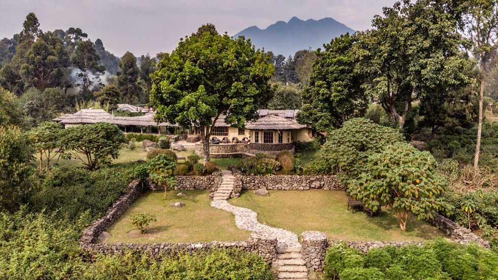 Lush safari lodge at Mgahinga Gorilla Safari in Uganda.