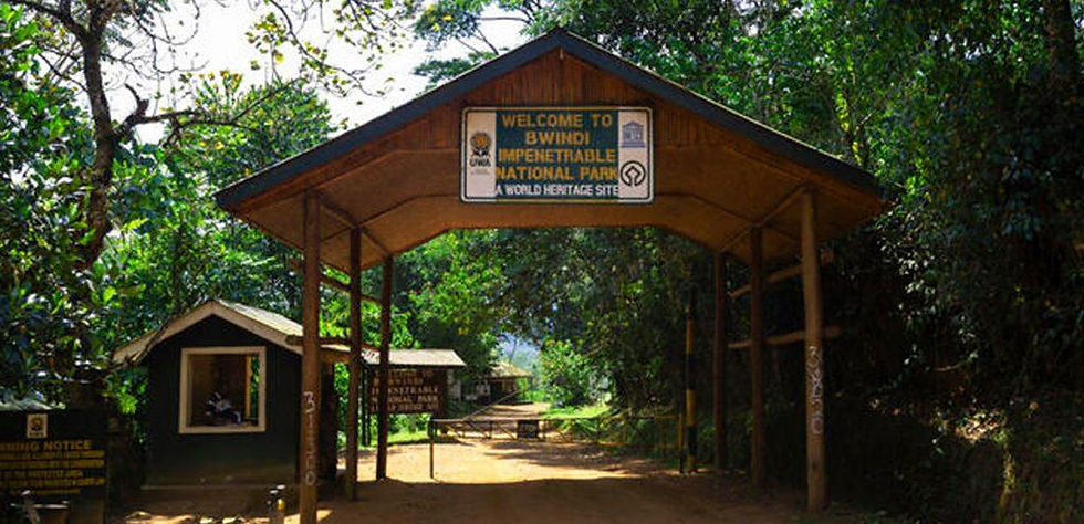 Welcome sign at Bwindi Impenetrable National Park entrance