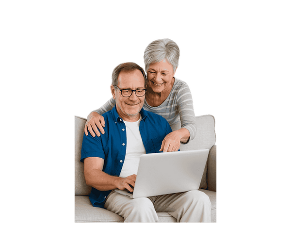Happy Couple Watching a Memorial Video