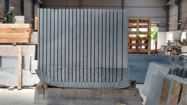 Slab cutting at VV Exports India factory.