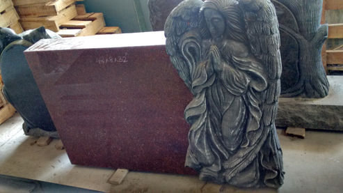 Graveyard tombstone with Red multi and Absolute black granite by V.V. Exports India