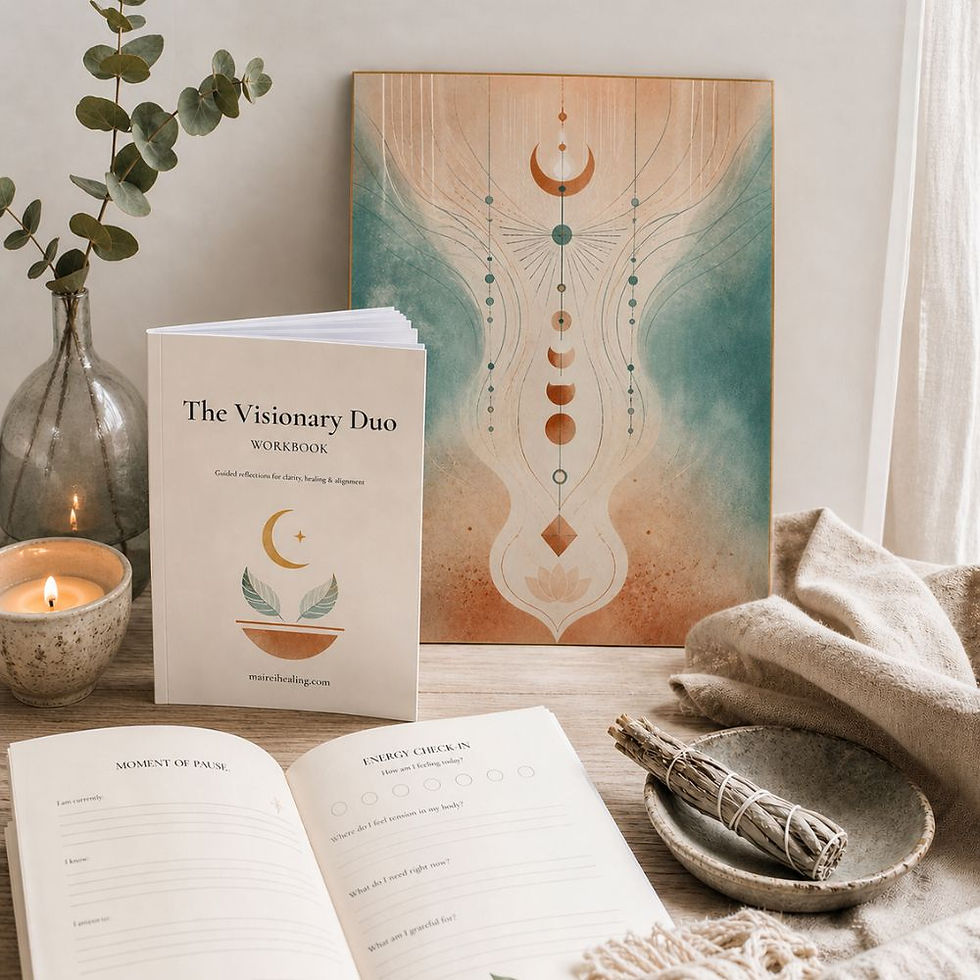Custom Reiki art print and somatic workbook for emotional grounding and self-awareness