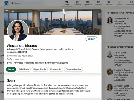 Perfil de advogada no LinkedIn