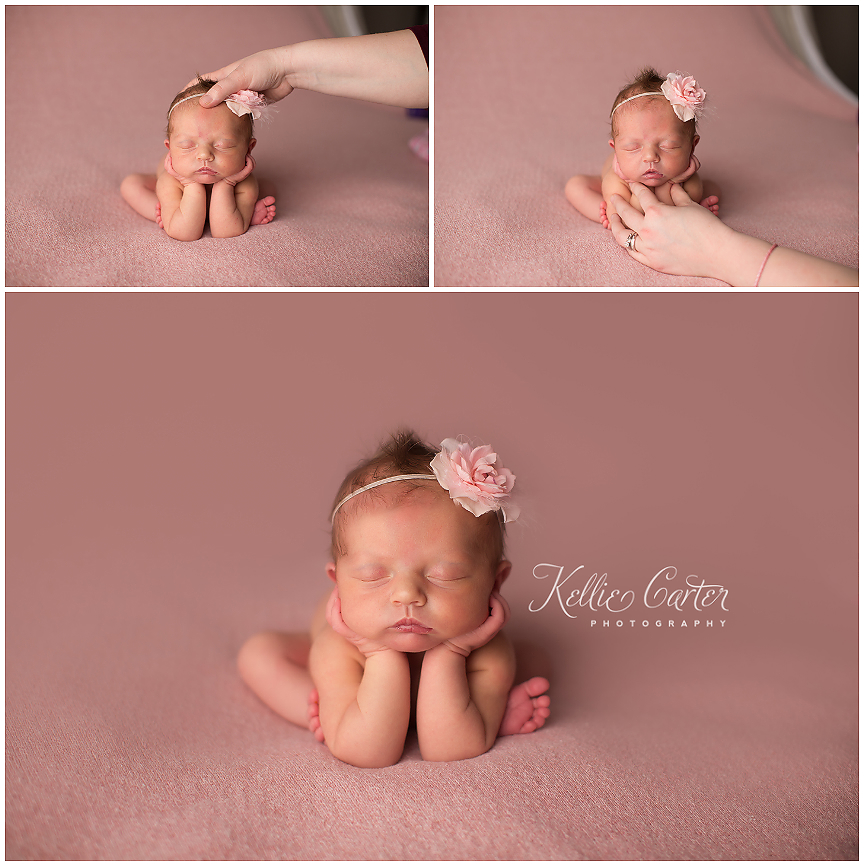 Newborn photography safety composite image of froggie pose