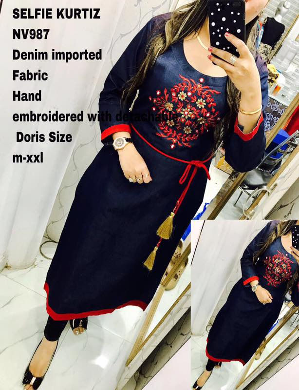 Selfie Kurtiz -Denim Imported Fabric
