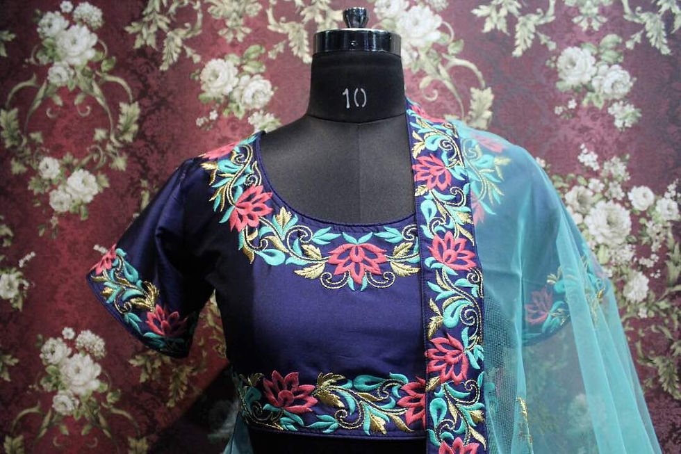 Thumbnail: Tafeta silk blue women lehenga