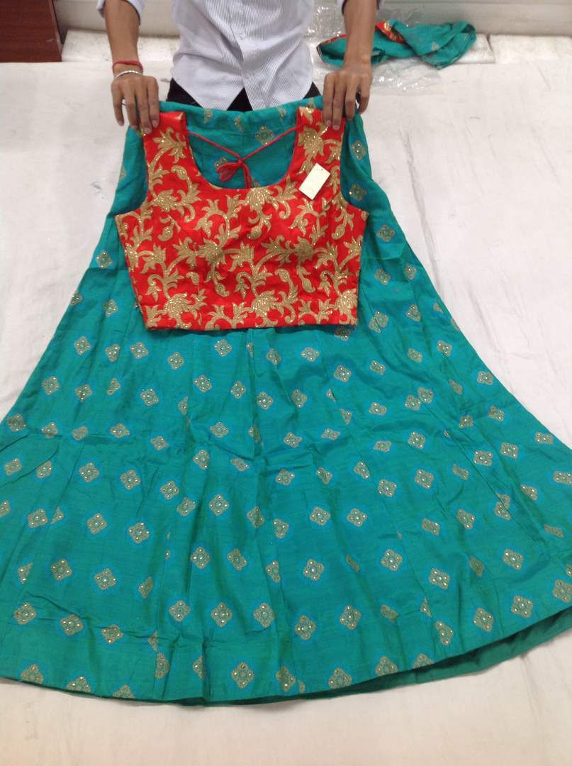 Thumbnail: Tapeta silk multi color women lehenga