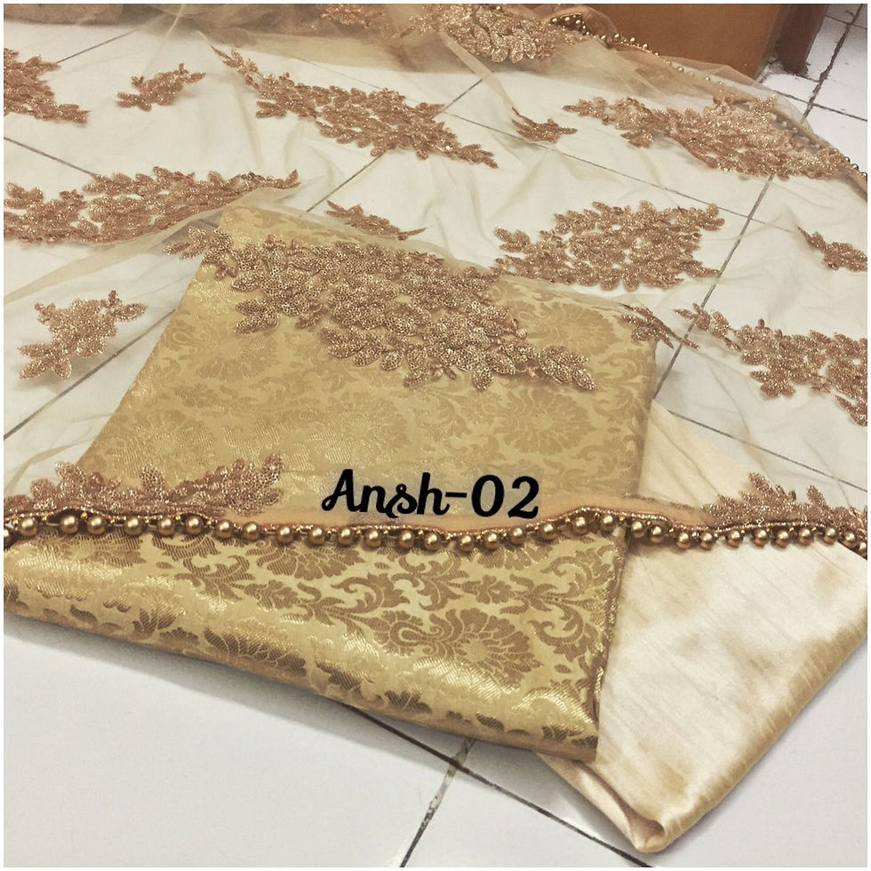 Thumbnail: Pure brocade banarsi collection multi color unstitched dress