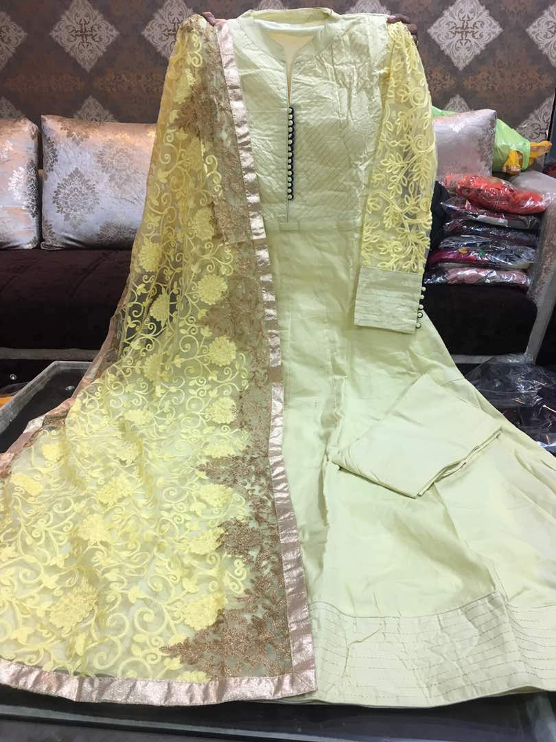 Thumbnail: Silk embroidery women multi color dress