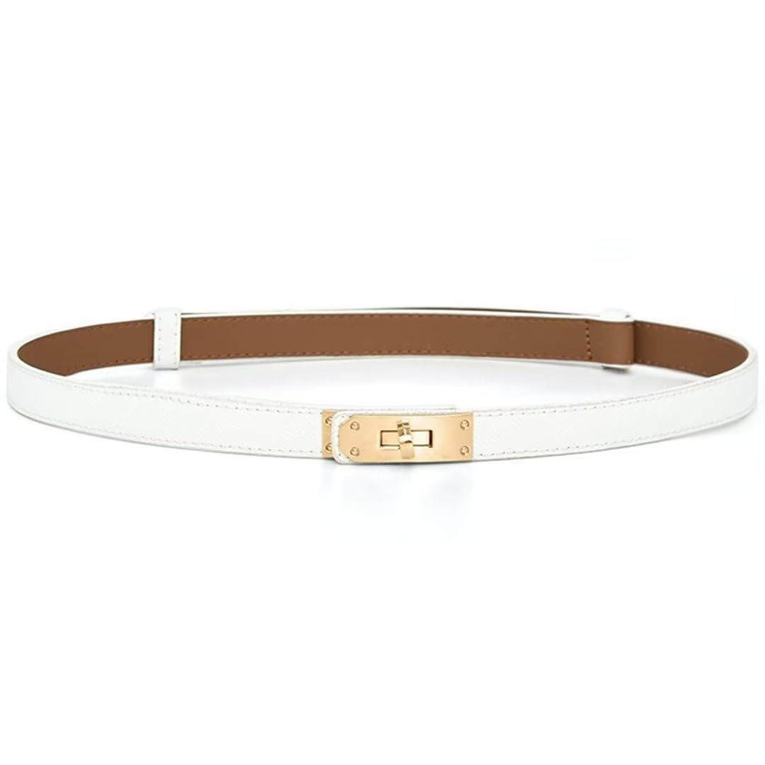 Cntuohai 2 in 1 Womens Skinny Leather BeltAlloy Turn Lock Adjustable Slim Thin W