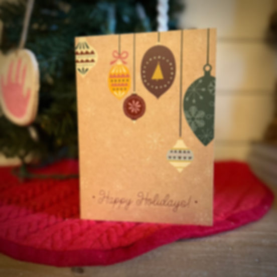 Retro "Happy Holidays" Ornament Card