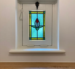 glas in lood wc-raam bloem in dubbel glas