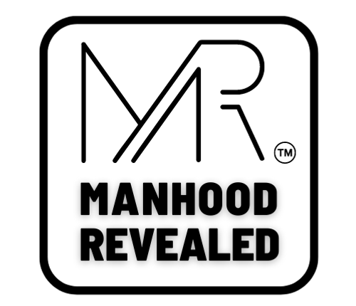 "Manhood Revealed black logo – representing faith-based leadership, mentorship, and personal growth for men. Empowering men to lead, grow, and thrive with purpose."