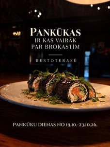 PANKŪKU DIENAS SABILĒ! 19.–23. OKTOBRIS. Japāņu suflē, zaļā matcha, melnie roli, dāņu un klasiskās kartupeļu pankūkas... Visas vienviet RestoTerasē!