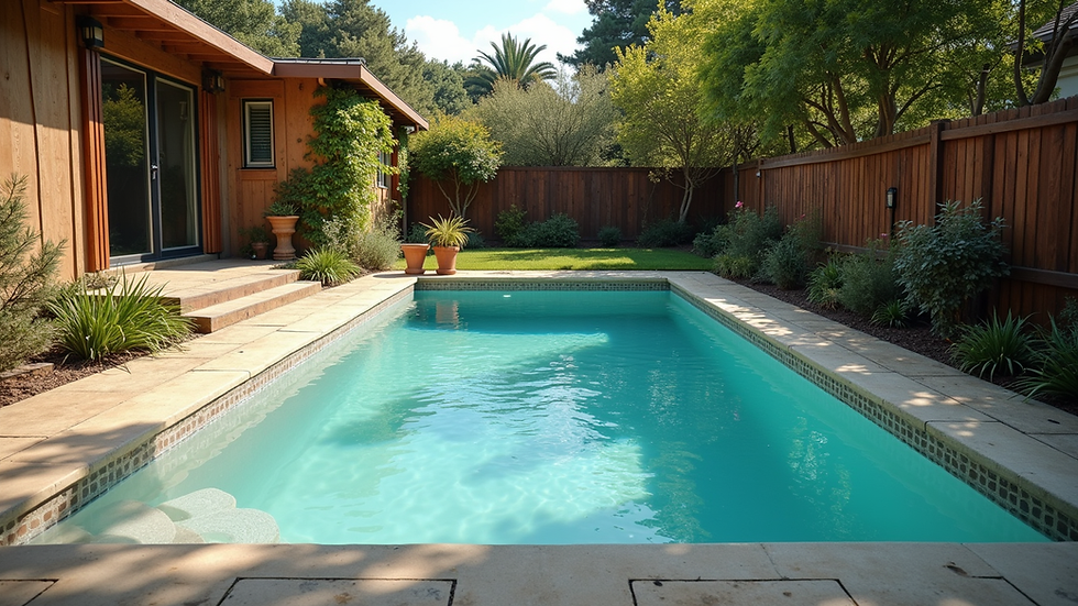 Eye-level view of a backyard with a partially constructed inground pool