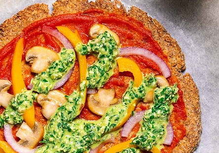 Vegan Cauliflower Pizza with Basil Pesto