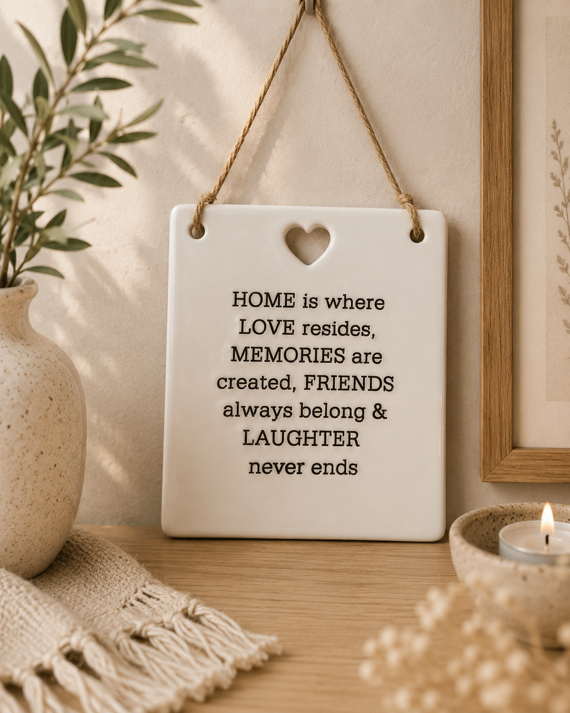 “Home Is Where Love Resides” Hanging Plaque