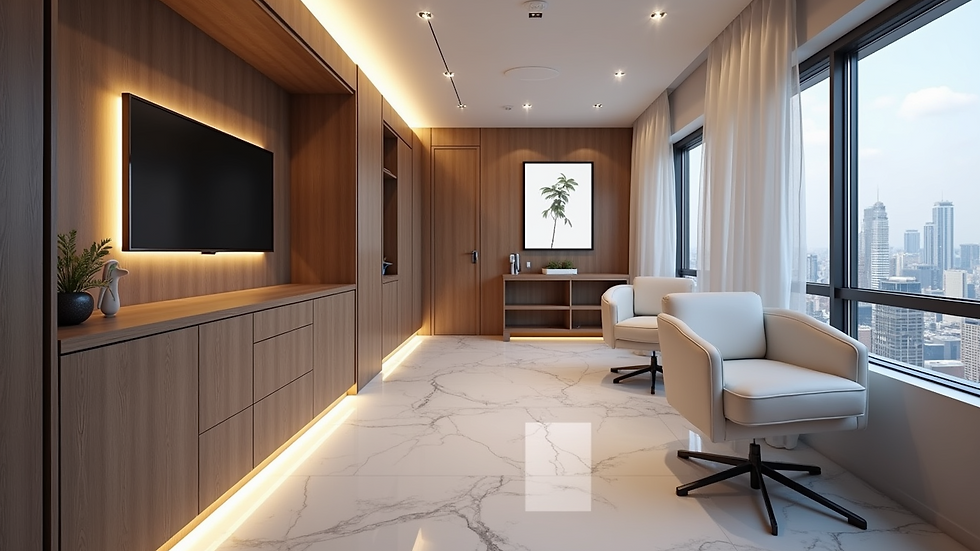 Eye-level view of modern laser hair removal clinic interior in Riyadh