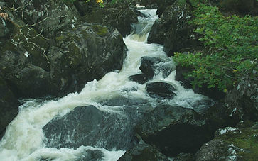 Close view of a rocky stream as water flows over rocks