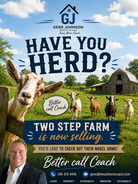 Have you Herd? Two Step Farm is now selling! Texas Home coach