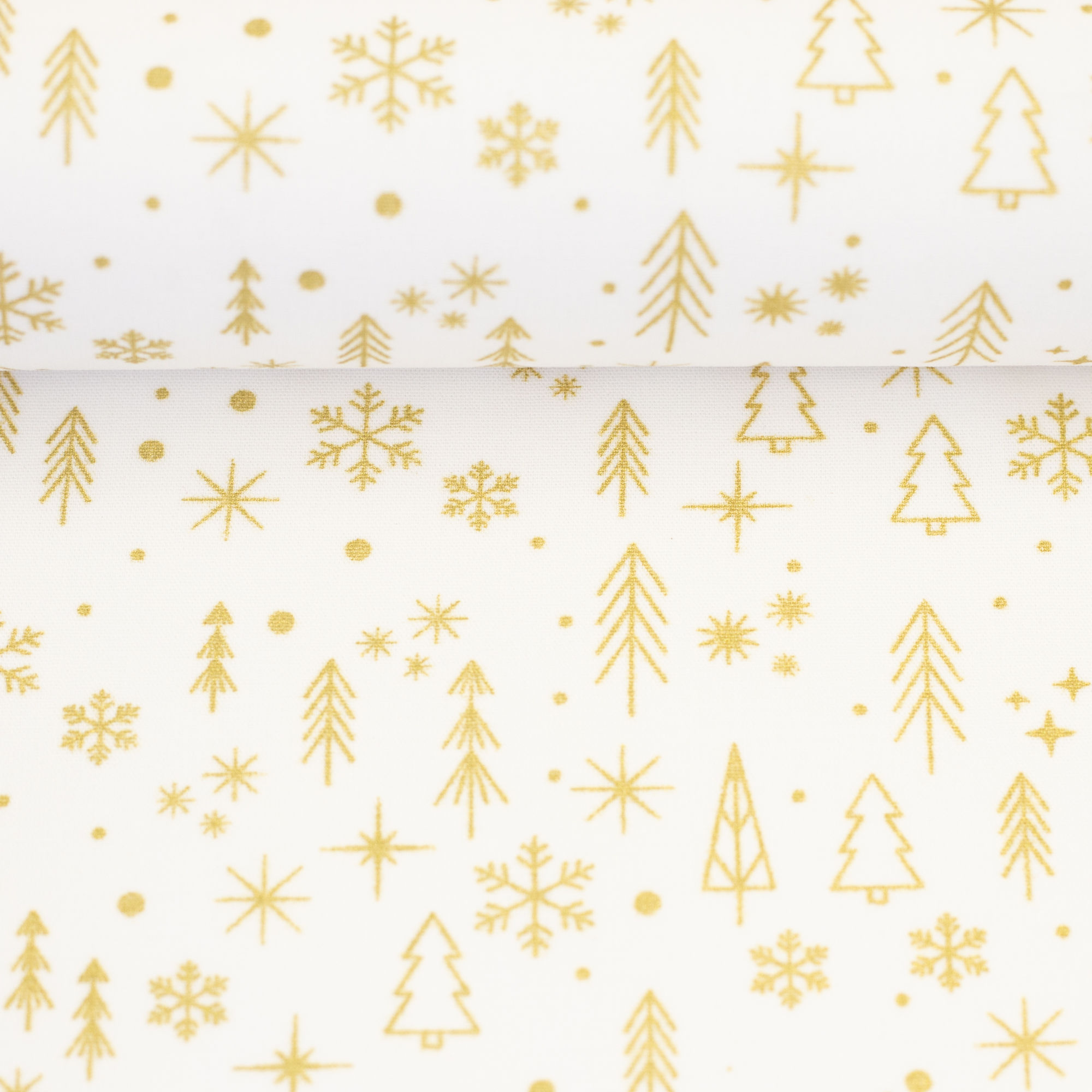 Baumwoll Popeline Sterne weiß/gold