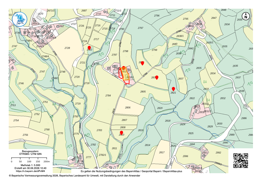 Hof in Ferienregion St. Englmar-Neukirchen Flurkarte Hof