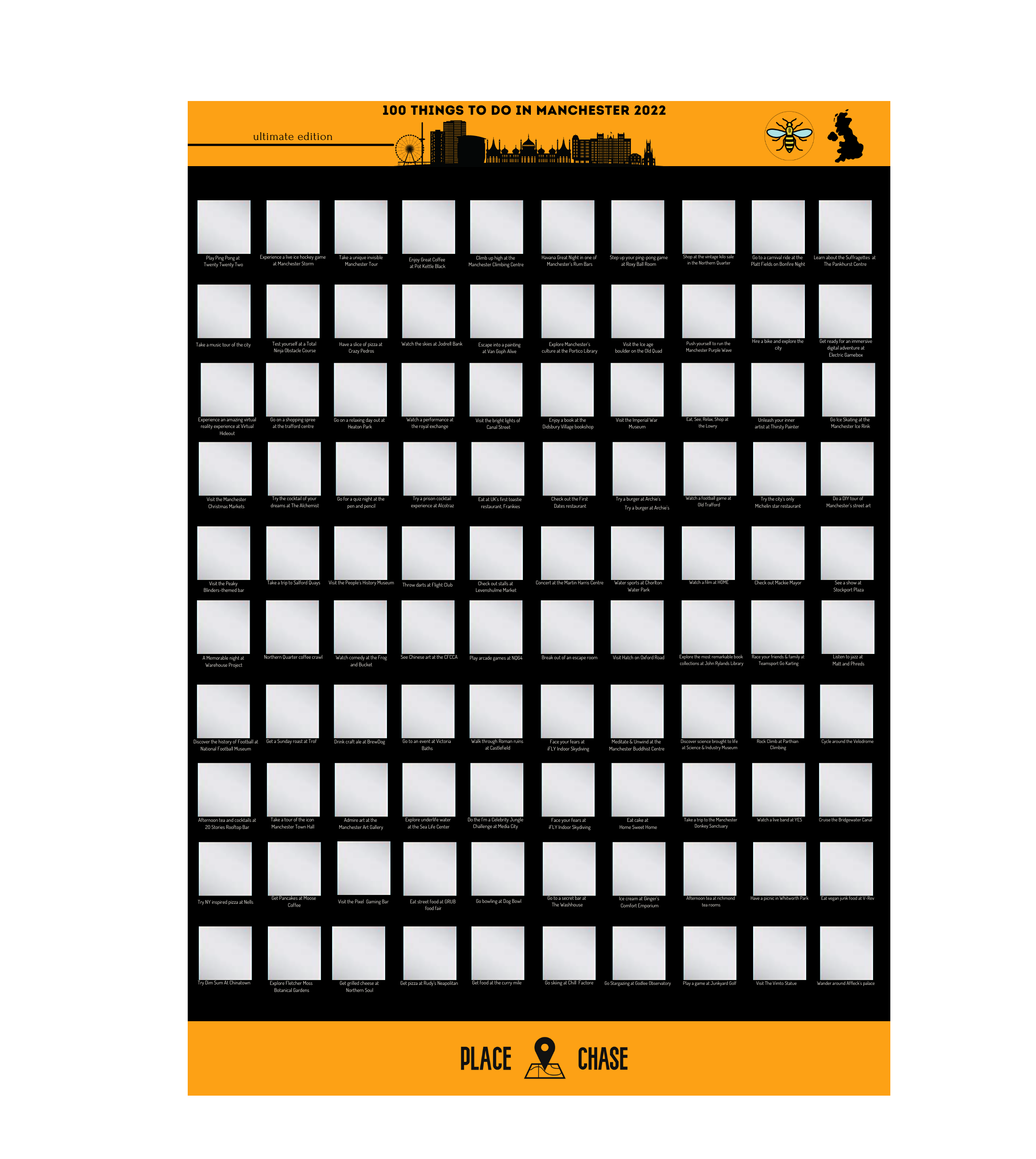 100 Things to Do in Manchester - Scratch Off Poster 