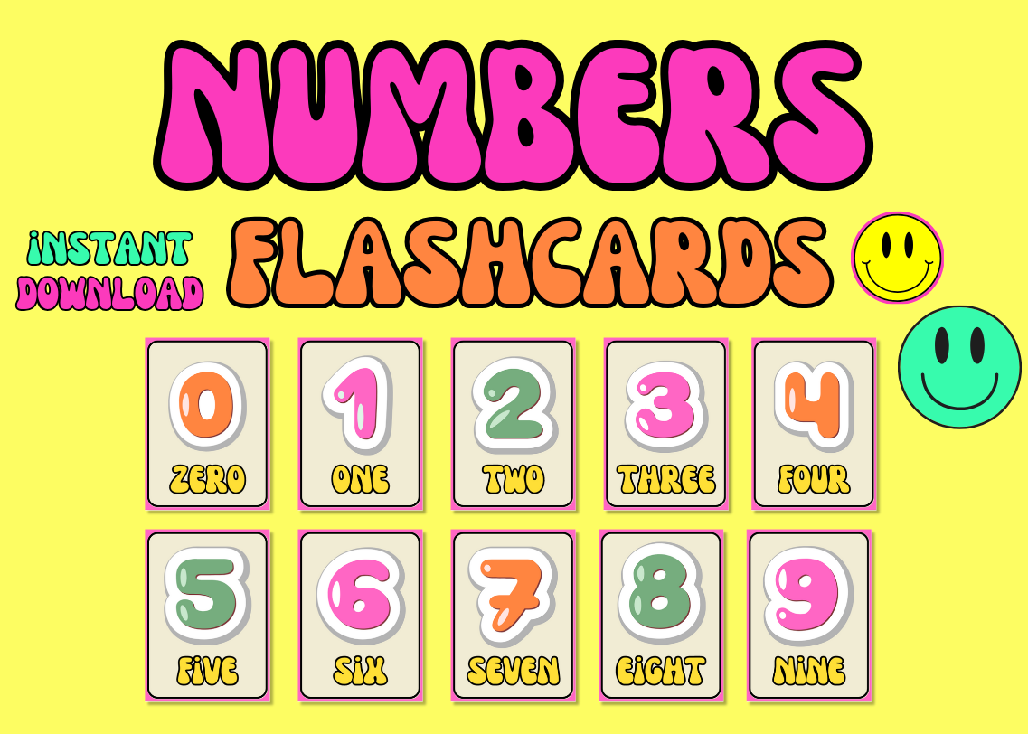 Numbers flashcards for kids INSTANT DOWNLOAD, Montessori decor