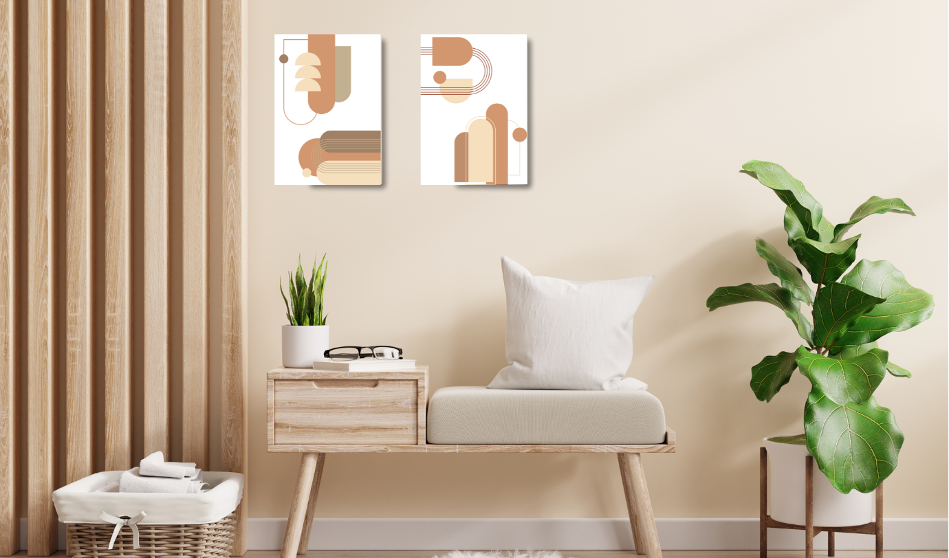 Modern wall art print set of 2, Boho style art prints instant download file