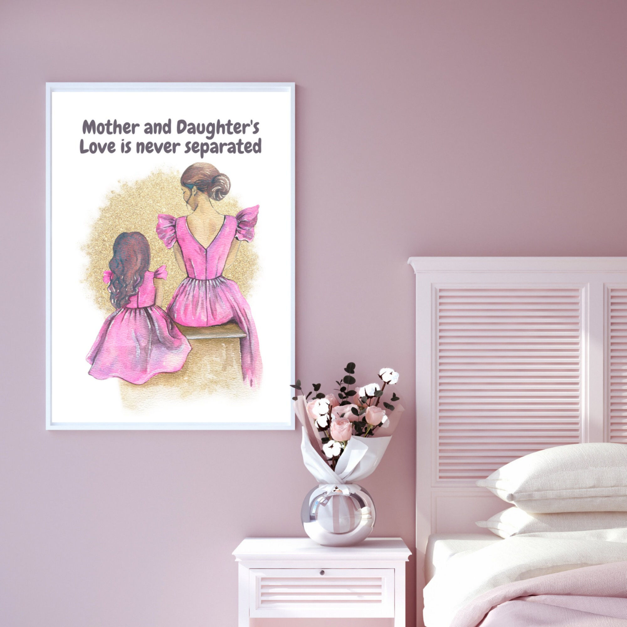 Mother and Daughter's love wall art, Mother's Day wall art, Kids Living Room Art