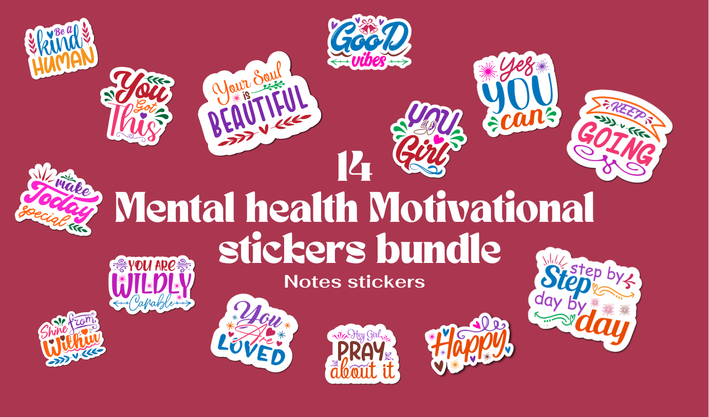 14 Mental health Motivational digital stickers bundle INSTANT DOWNLOAD