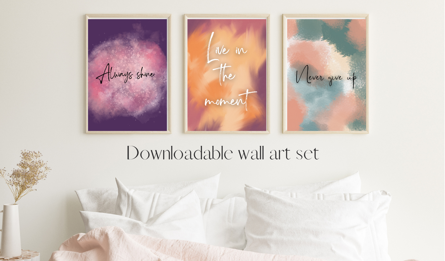 Downloadable motivational quotes wall art print set of 3, Digital Art